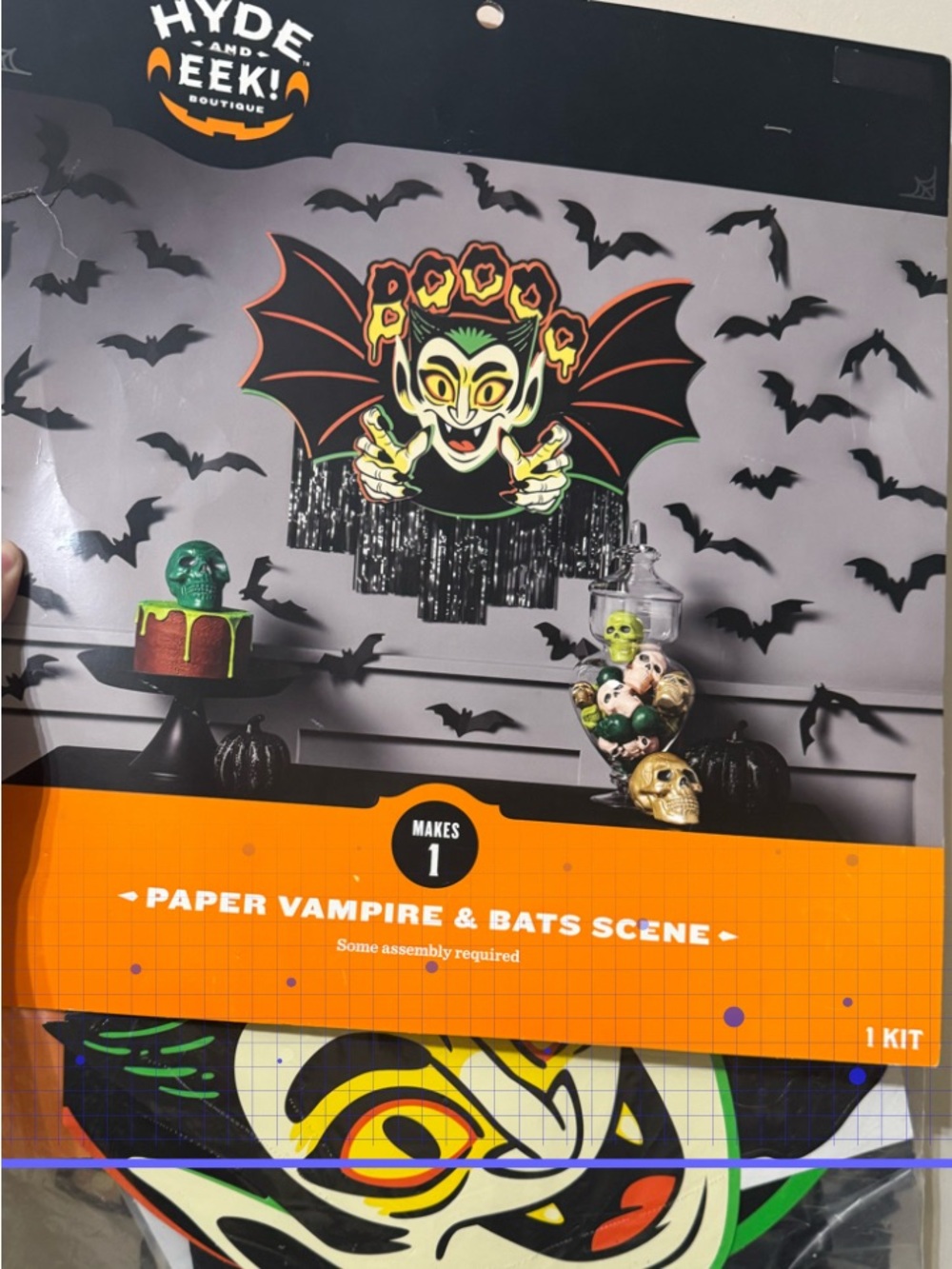 Halloween, Hyde and Eek Paper Vampire & Bats Scene - Orange, Black, Green